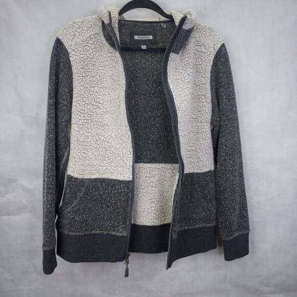 Toad & Co Wildwood Sherpa Hoodie Women's Med Gray Heather & Charcoal Wool Jacket - Picture 10 of 16
